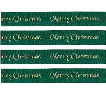 Picture of MERRY CHRISTMAS CAKE RIBBON REEL GREEN & GOLD 2.5CM (1)